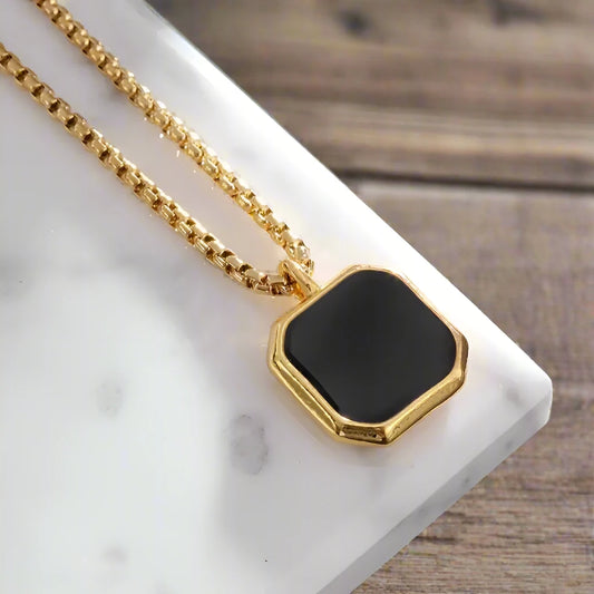 Black Square Stainless Steel Modern Men's Necklace