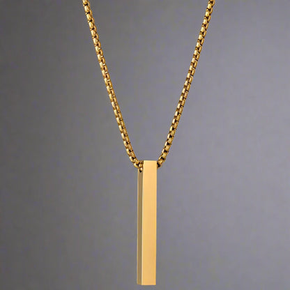 Men's Chain Necklace With Bar Pendant - Stainless Steel