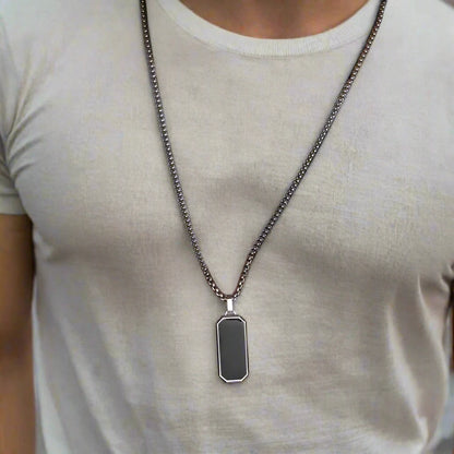 Men's Black Stainless Steel Rectangle Pendant