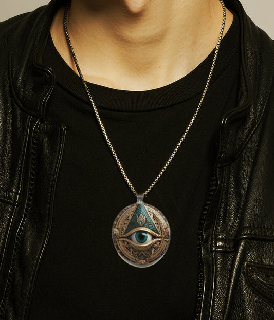 Bohemian Evil Pharaoh's All Seeing Eye Resin Pendant & Chain